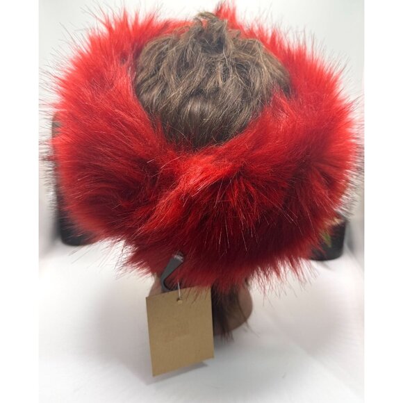 Vintage Red Faux Fur Head Wrap Fluffy Winter Headwear Soft & Stylish Accessory - Picture 5 of 16